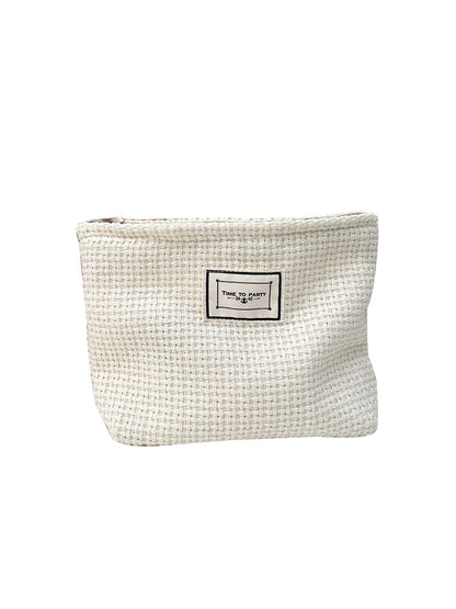 Cosbai - Woven Style Zipper Cosmetic Storage Bag