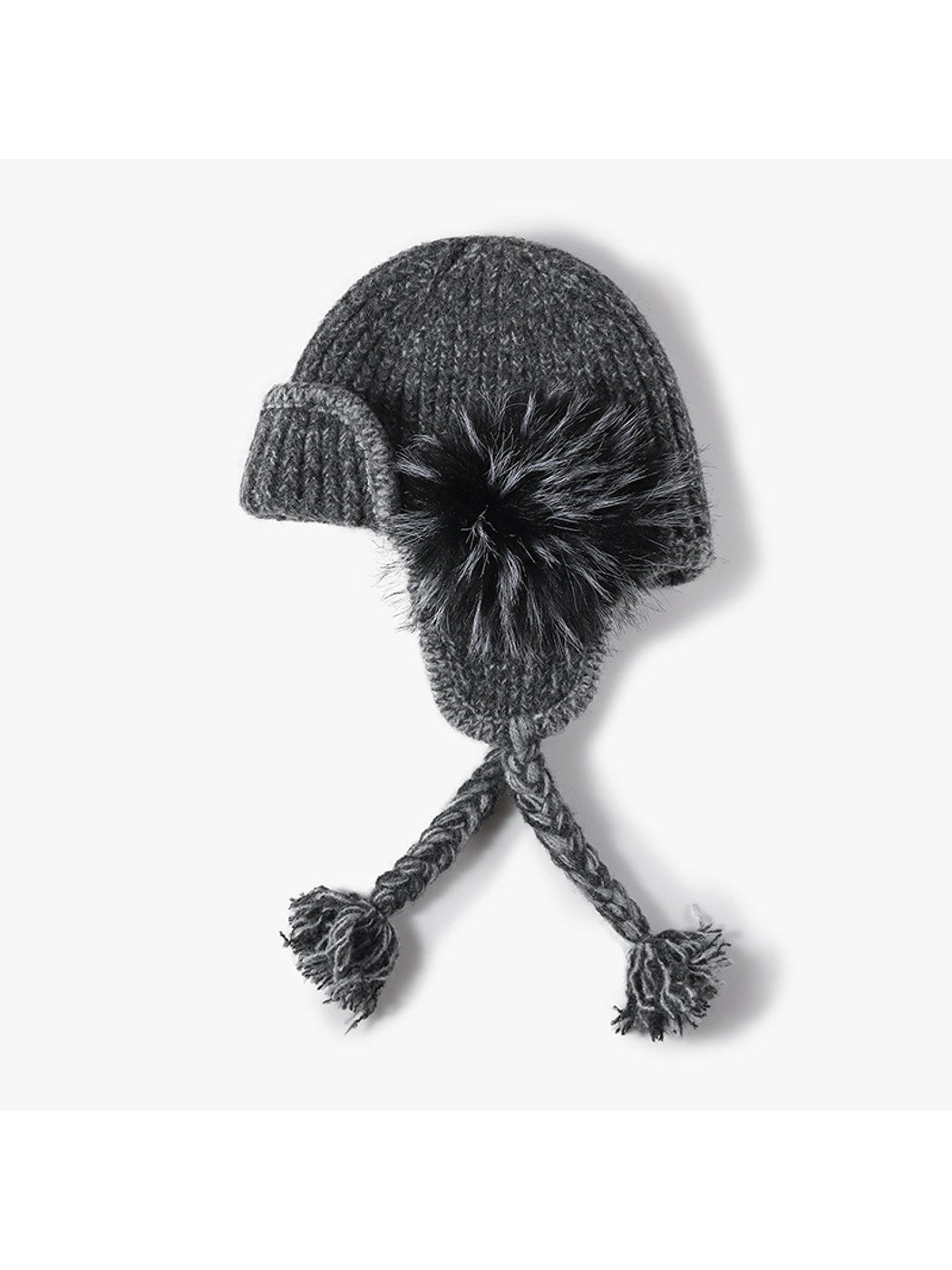 Haila - Braided Pom Earflap Knit Balaclava Hat