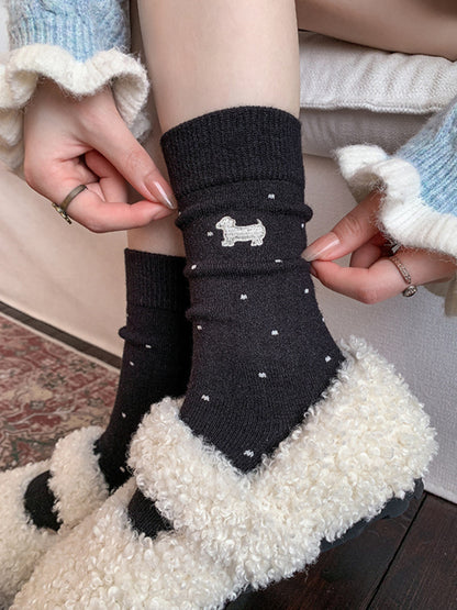 Rufia - Polka Dot Bear Crew Socks