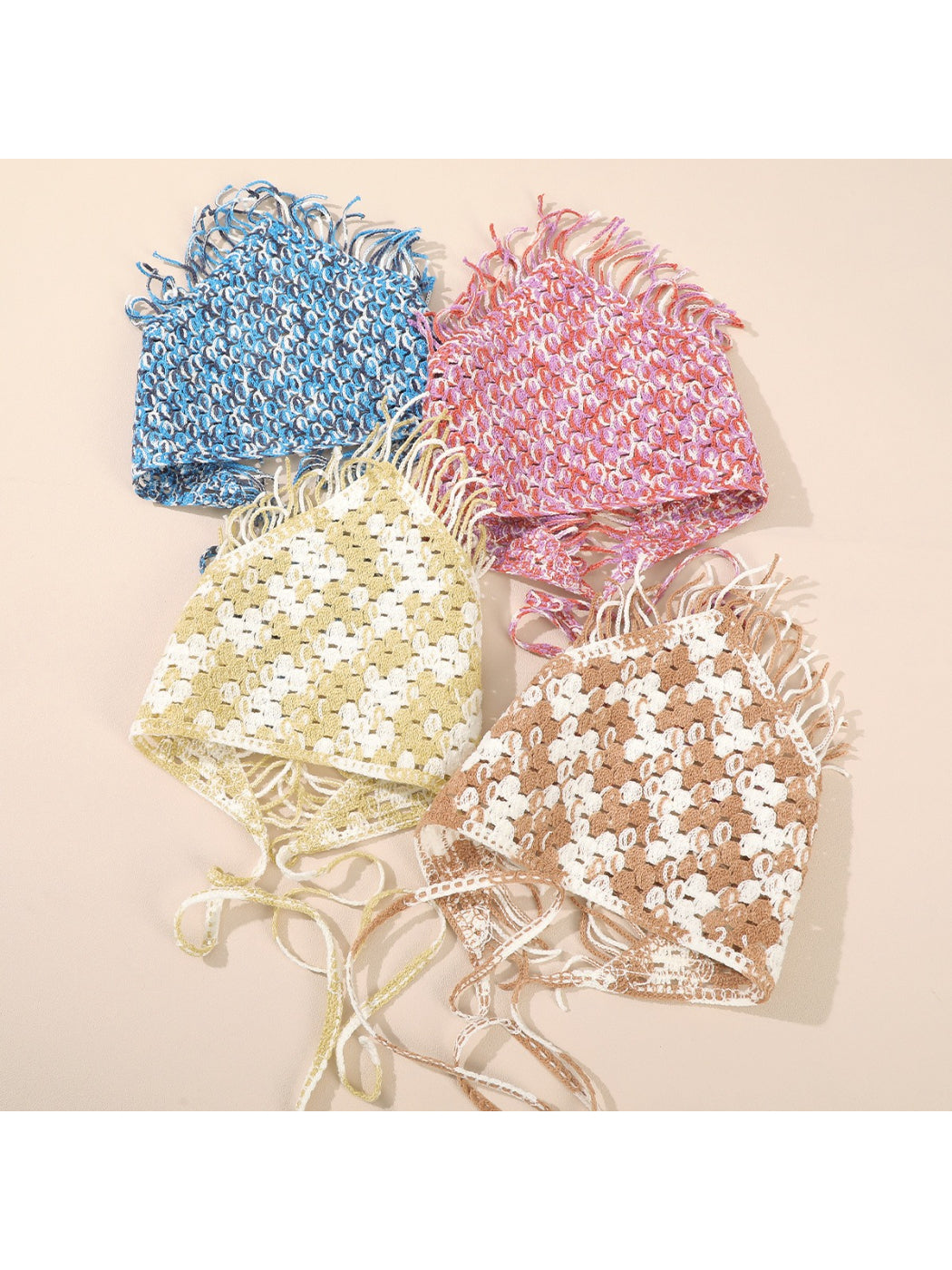 Scarvii Crochet Colorblock Fringe Hair Scarf