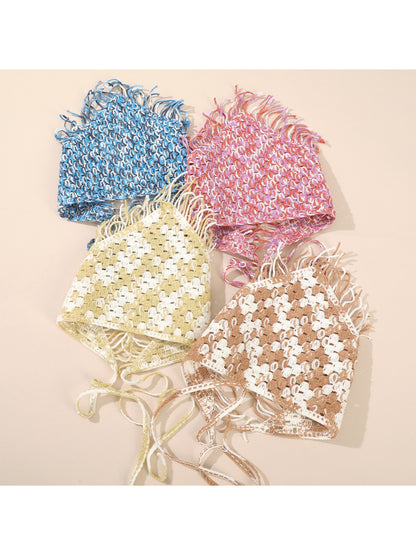 Scarvii Crochet Colorblock Fringe Hair Scarf