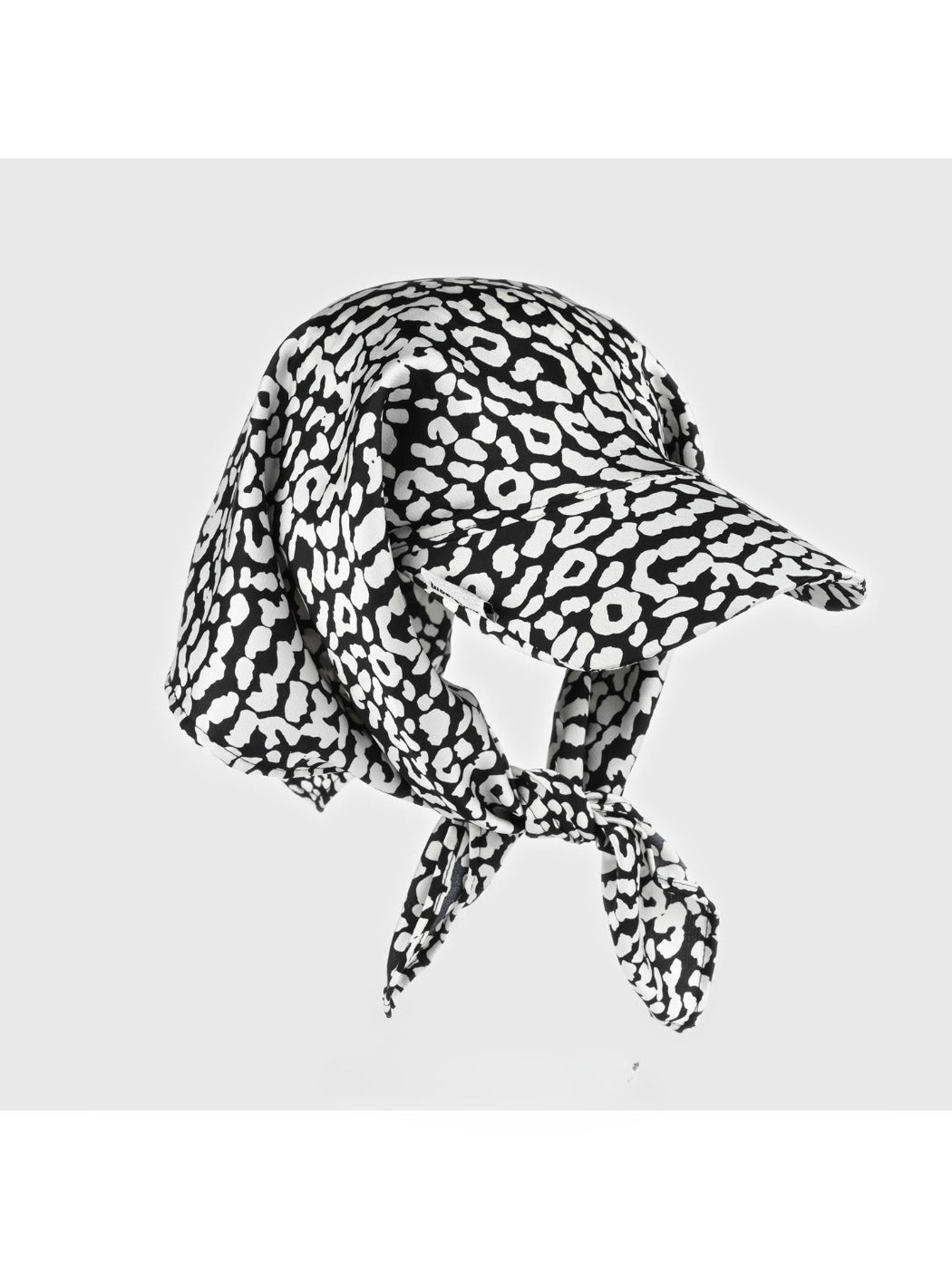 Haila black and white leopard print baseball cap front view on white background