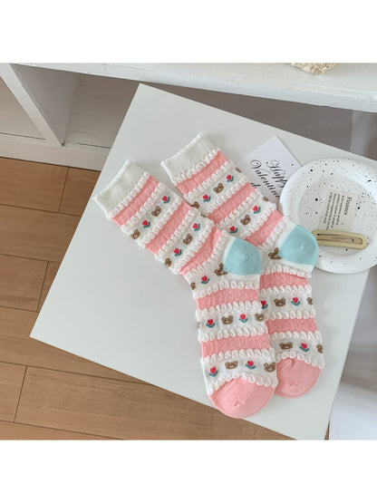 Rufia - Teddy Patchwork Sheer Crew Socks product image 4