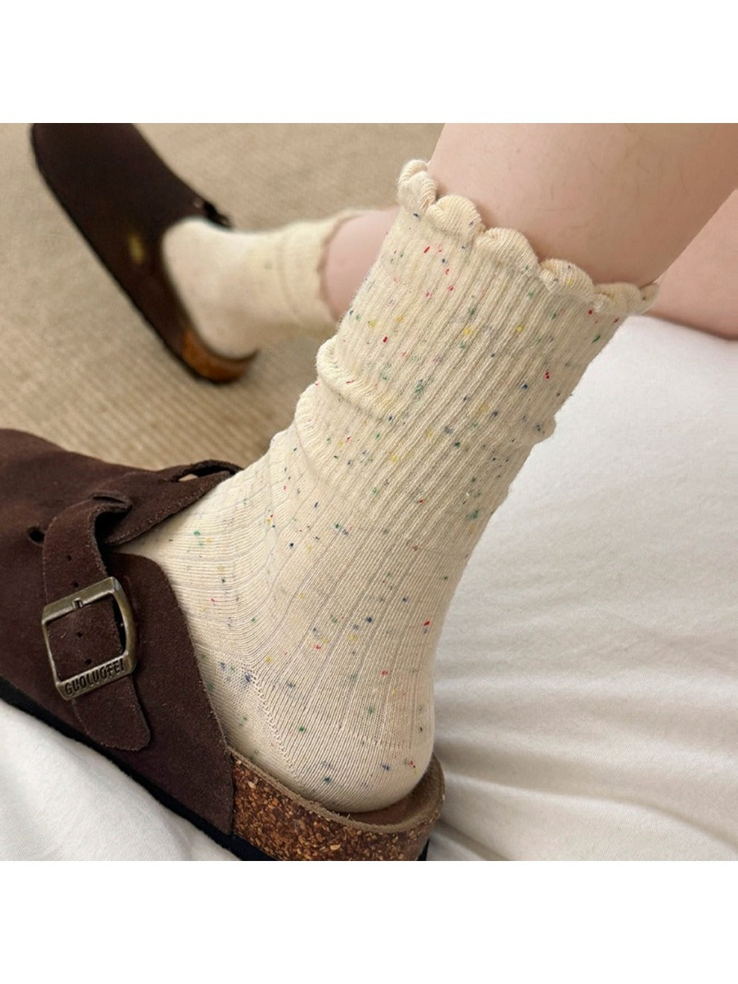 Rufia - Cute Ruffled Winter Socks with Colorful Starry Speckles