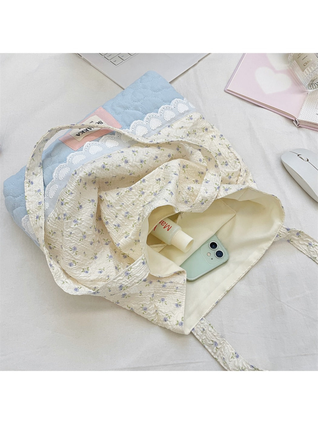 Cosbai - Floral Print Tote Shoulder Bag