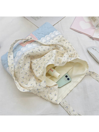 Cosbai - Floral Print Tote Shoulder Bag