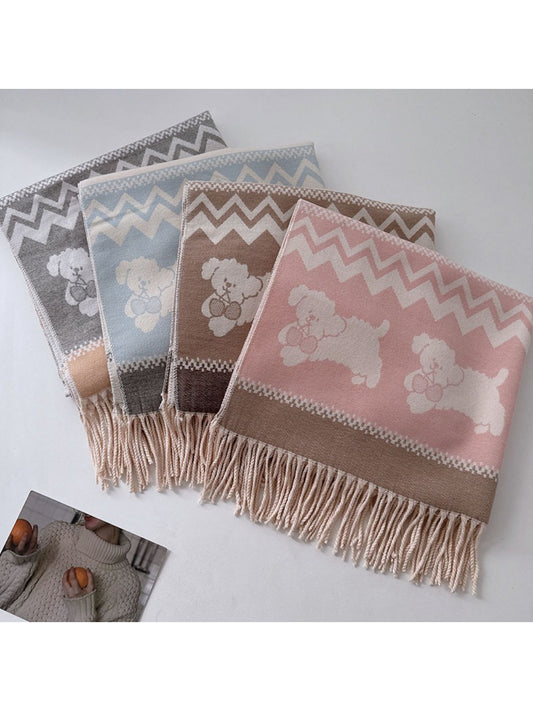 Scarvii - Sweet Puppy Knit Tassel Scarf
