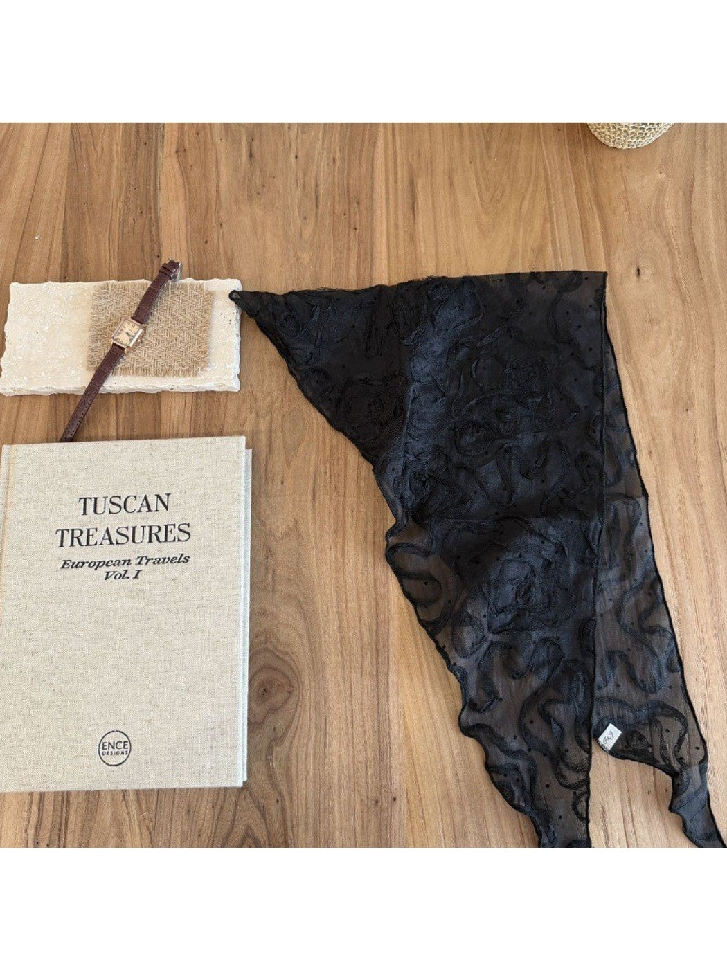 Scarvii - Rustic Embroidered Lace Triangle Scarf
