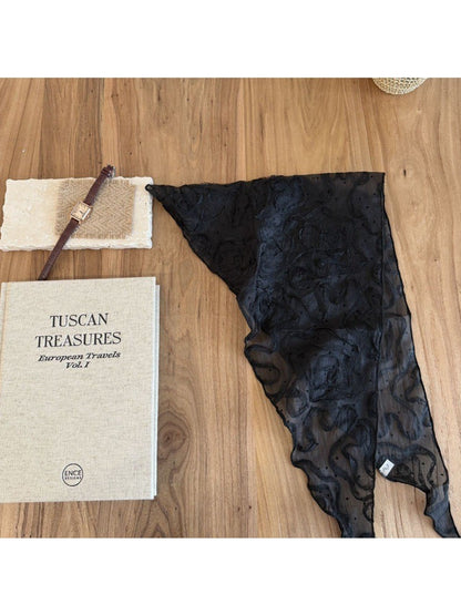 Scarvii - Rustic Embroidered Lace Triangle Scarf