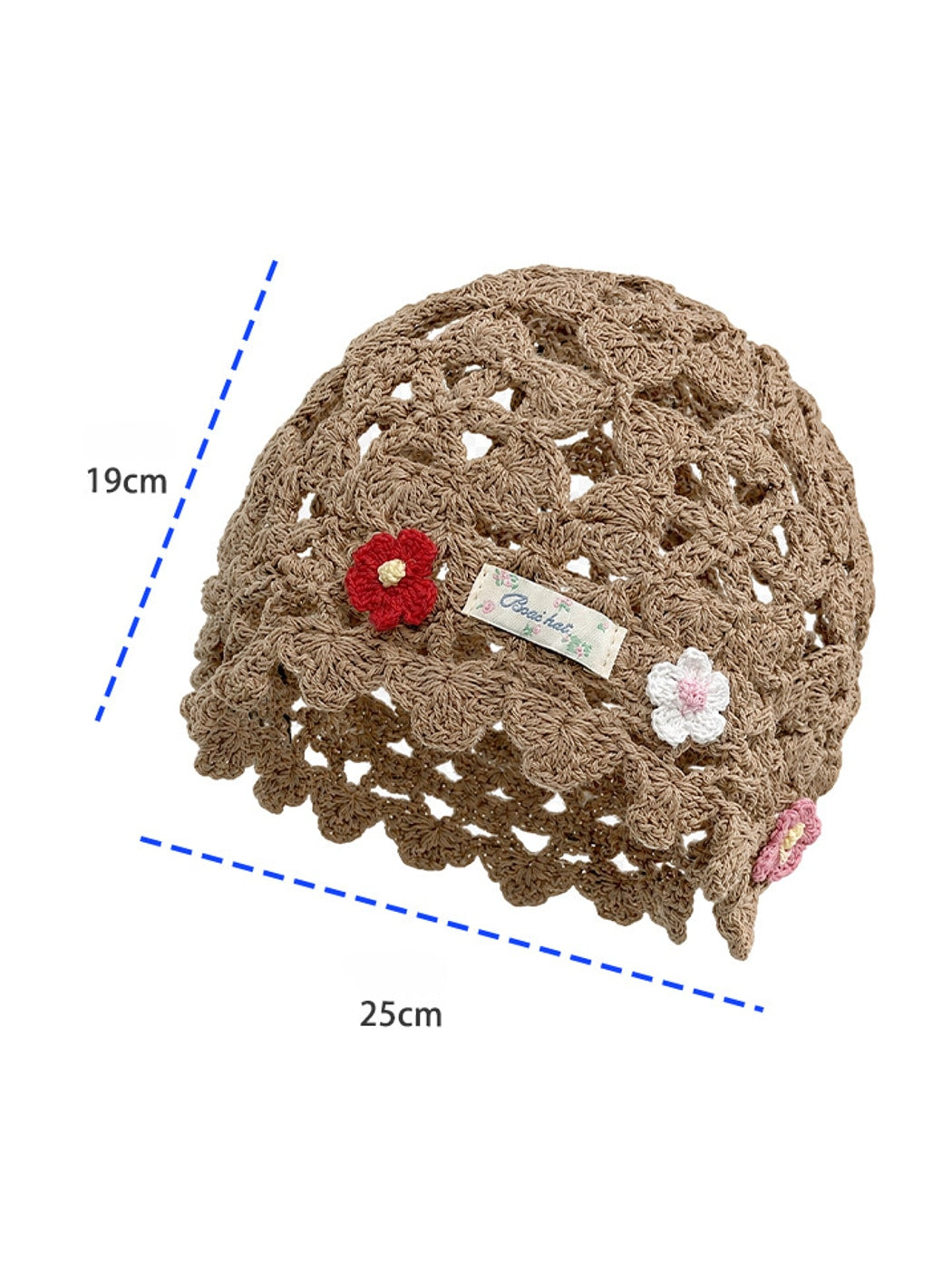 Haila - Openwork Round Crown Brimless Knit Beanie