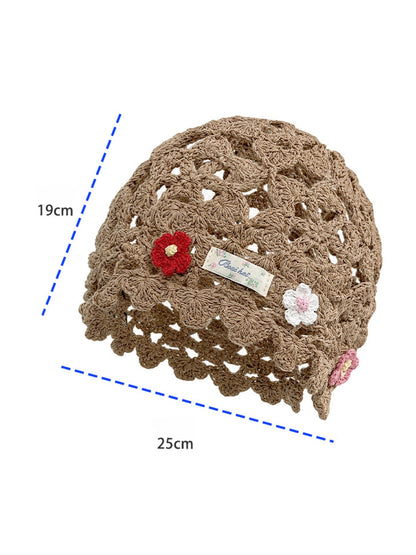 Haila - Openwork Round Crown Brimless Knit Beanie