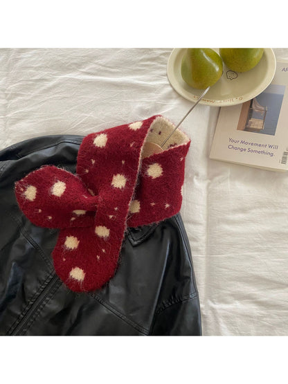 Scarvii - Polka Dot Rounded End Knit Scarf