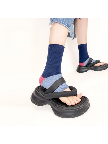 Rufia - Color Block Open-Toe Crew Socks
