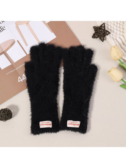 Gloving - Solid Color Plush Fuzzy Touchscreen Gloves