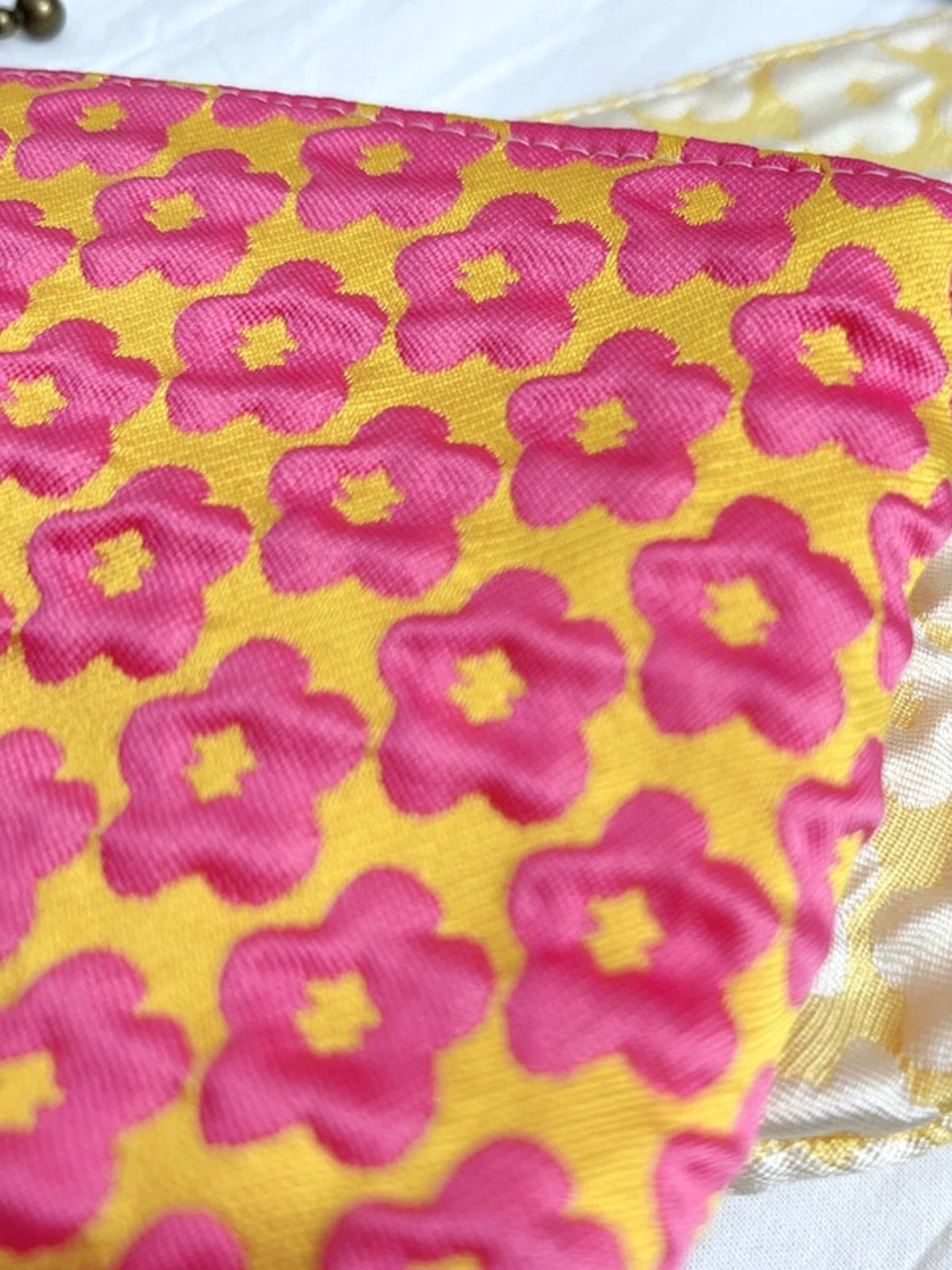 Cosbai - Floral Print Pouch Bag with Zipper - Practical & Lovely