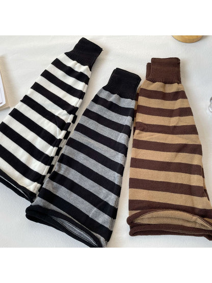 Cozyra - Retro Striped Flared Knit Leg Warmers