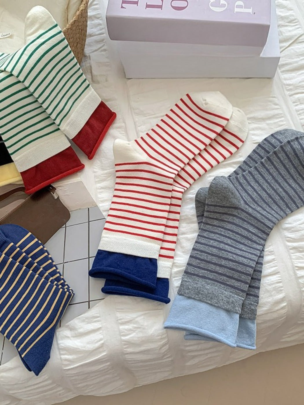 Rufia - Bold Stripe Color-Block Crew Socks
