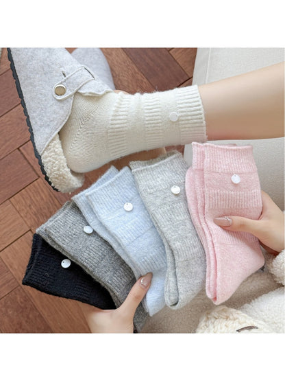 Rufia - Mid-Calf Socks with Shell Buttons