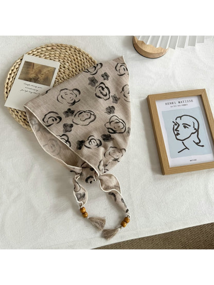 Scarvii - Floral Print Tie End Triangle Bandana