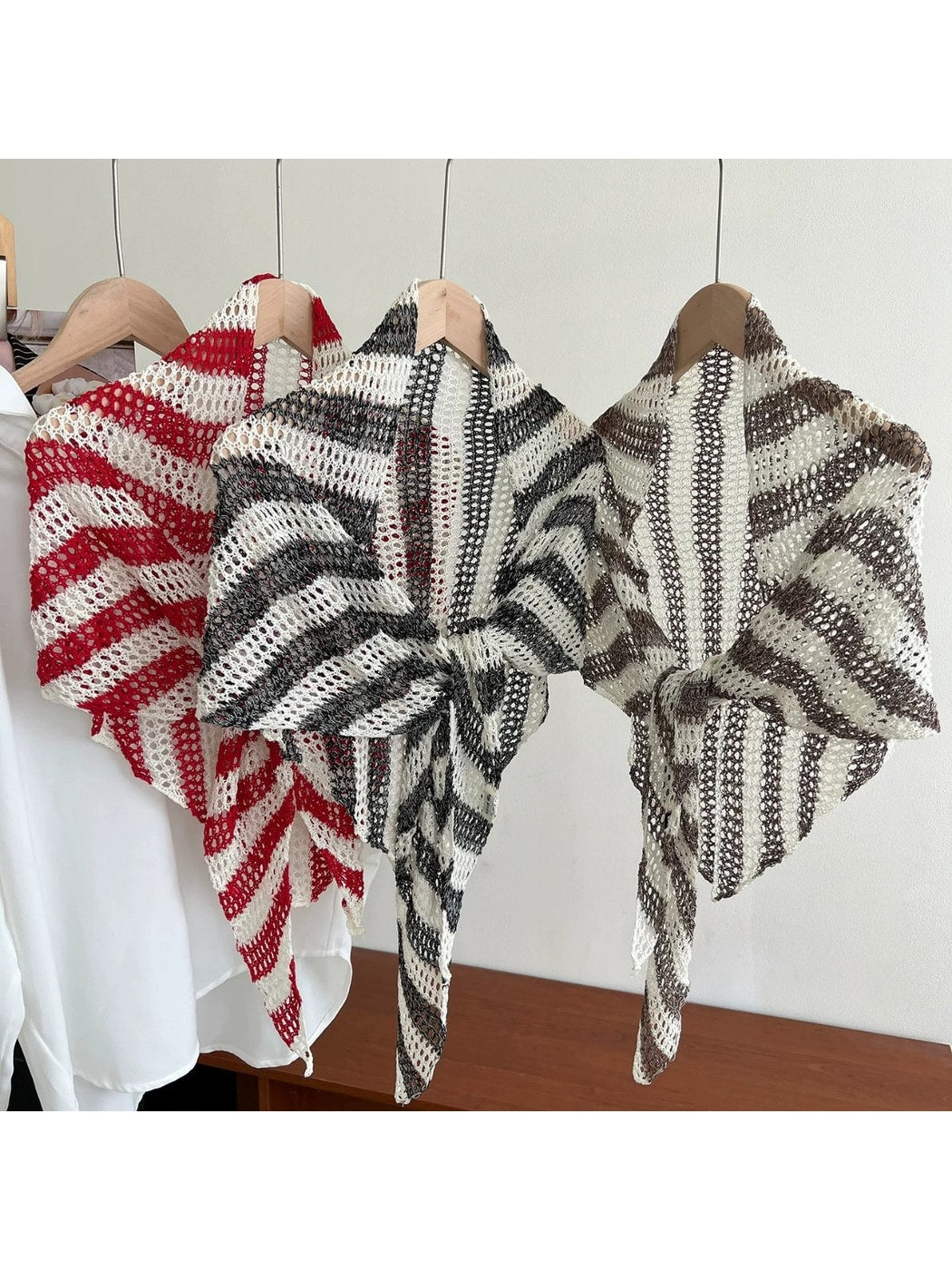 Scarvii - Lightweight Striped Triangle Scarf Wrap