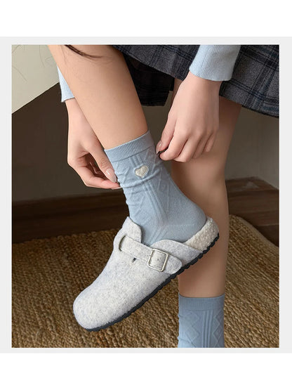 Rufia - Patterned Ribbed Cuff Crew Socks