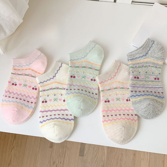 Rufia - Cute Cherry Ankle Socks with Bow Detail