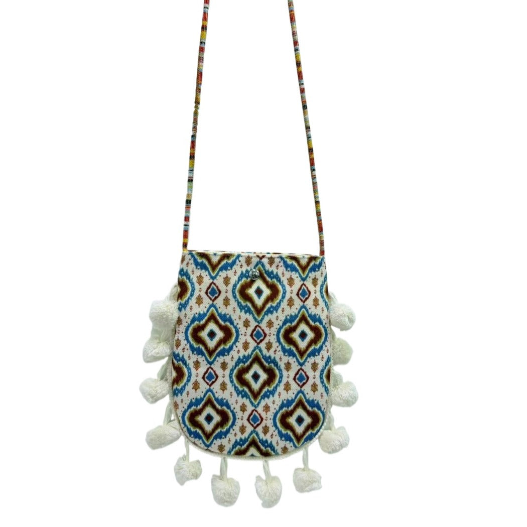 Cosbai - Retro Atlas-Pattern Knit Shoulder Bag - Vintage & Practical