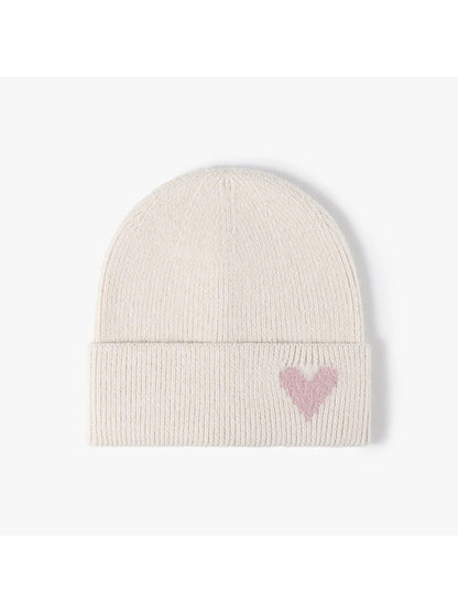 Haila - Heart Accent Cuffed Knit Beanie