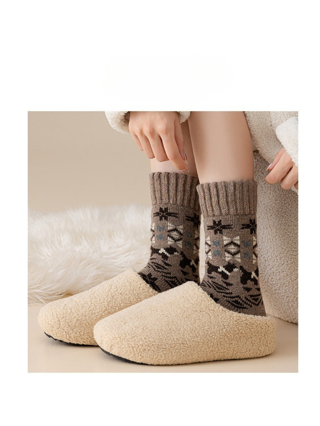 Rufia - Nordic Pattern Winter Crew Socks