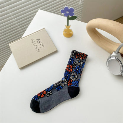 Rufia - Royal Floral Pattern Wide-Cuff Socks