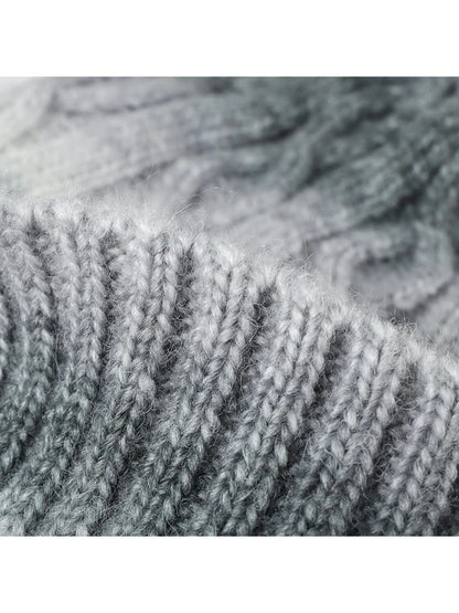 Haila - Gradient Cable Knit Pom Beanie