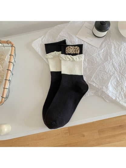 Rufia - Leopard Color Block Crew Socks