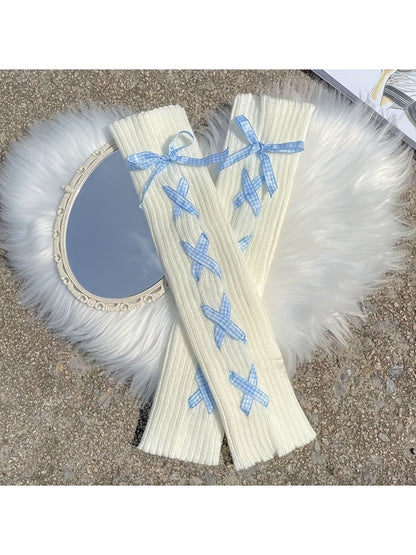Cozyra - Tie Strap Jacquard Leg Warmers
