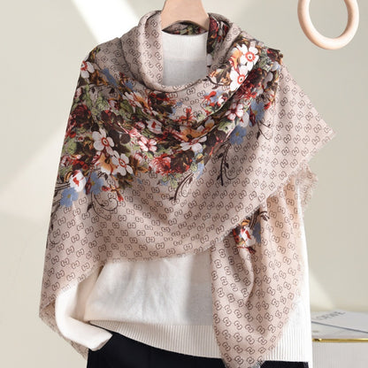 Scarvii - Floral Print Square Scarf