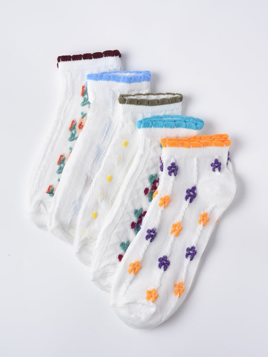 Rufia- Colorful Lace Trim Summer Low-Cut Socks