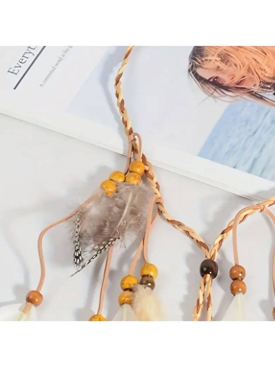 Hairish - Boho Light Feather Beaded Hair Headpiece