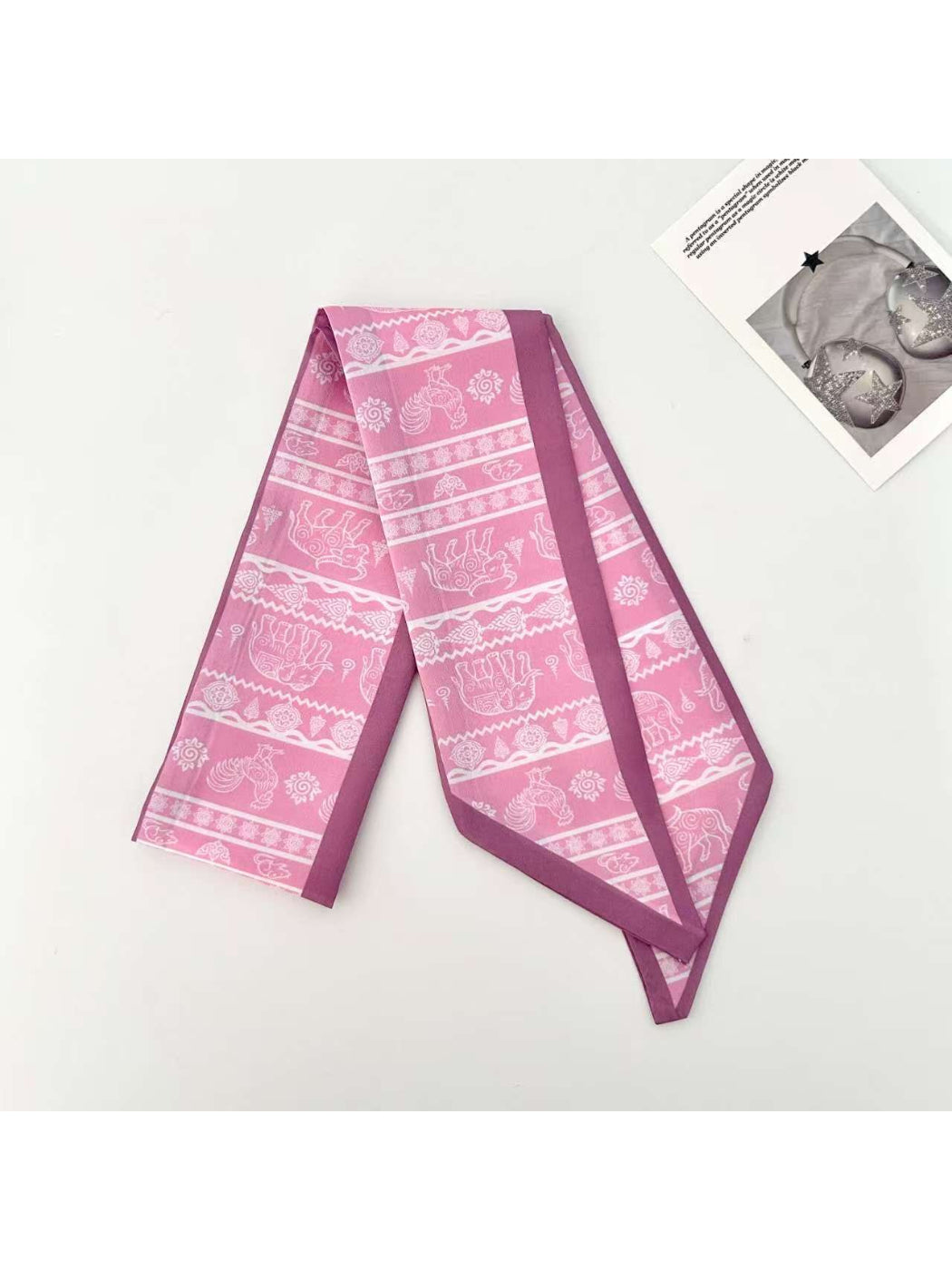 Scarvii Elephant Motif Decorative Skinny Scarf