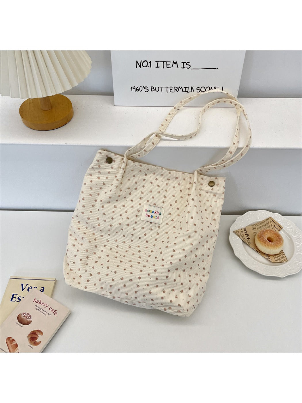 Cosbai - Floral Print Tote Shoulder Bag