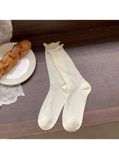 Rufia - Women's Geometric Patterns White Crew Socks