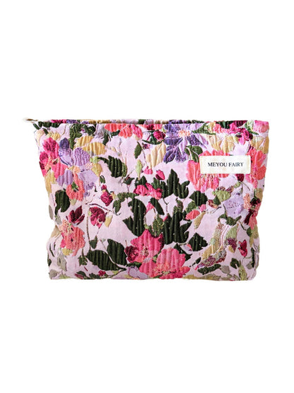 Cosbai - Floral Jacquard Zipper Cosmetic Bag