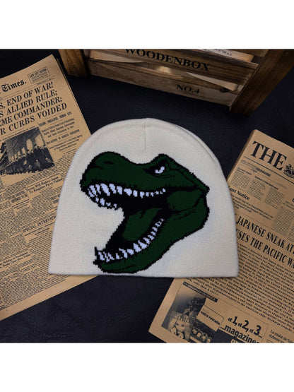 Haila - Dinosaur Graphic Knit Slouchy Beanie