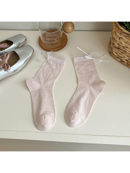 Rufia - Sweet Style Pink and White Crew Socks