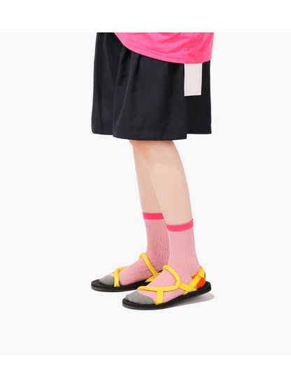 Rufia - Sheer Shell Mesh Colorblock Ankle Socks