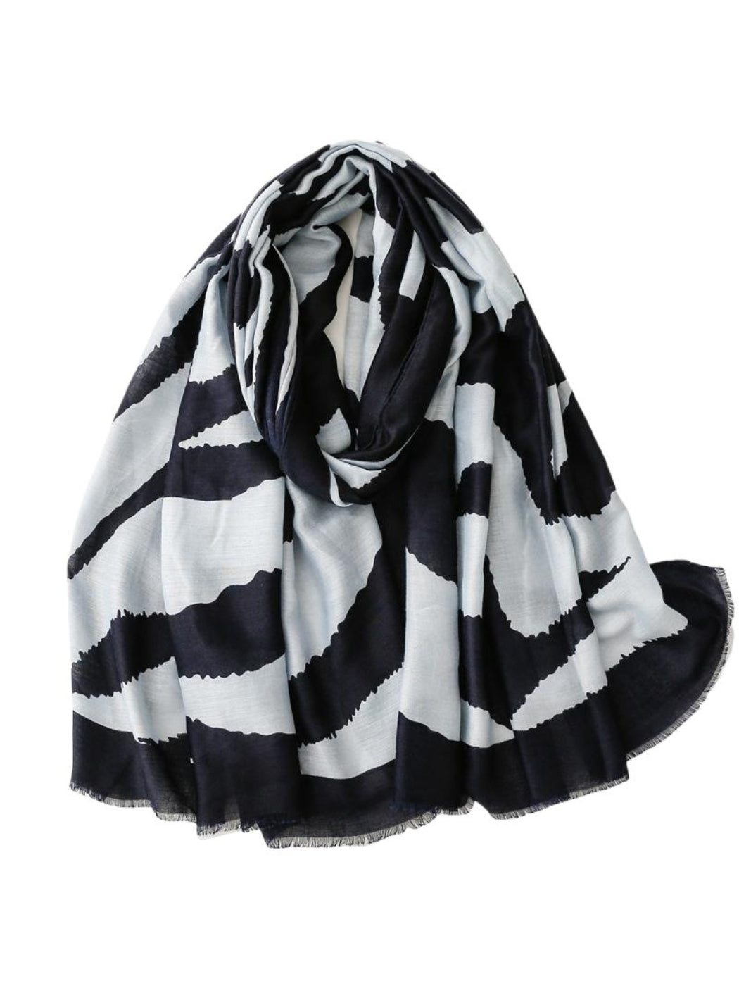 Scarvii - Modern Stripe Print Tassel Scarf