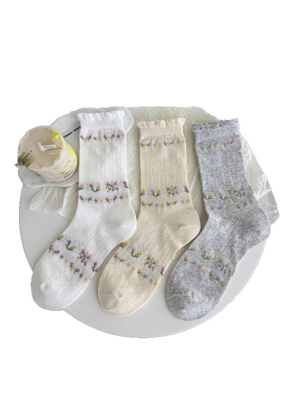 Rufia Mesh Floral Mid Calf Socks product image