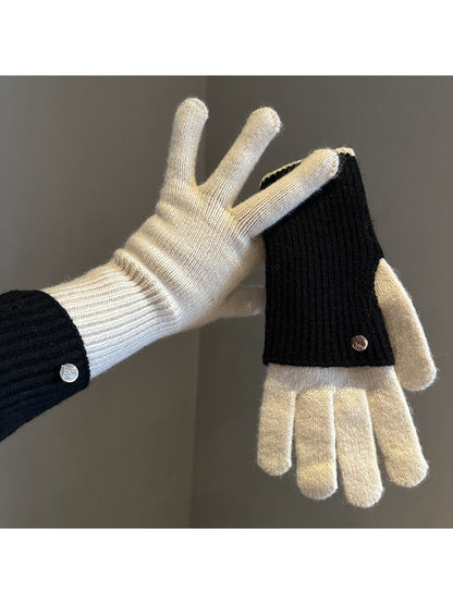 Gloving - Colorblock Ribbed Knit Winter Gloves