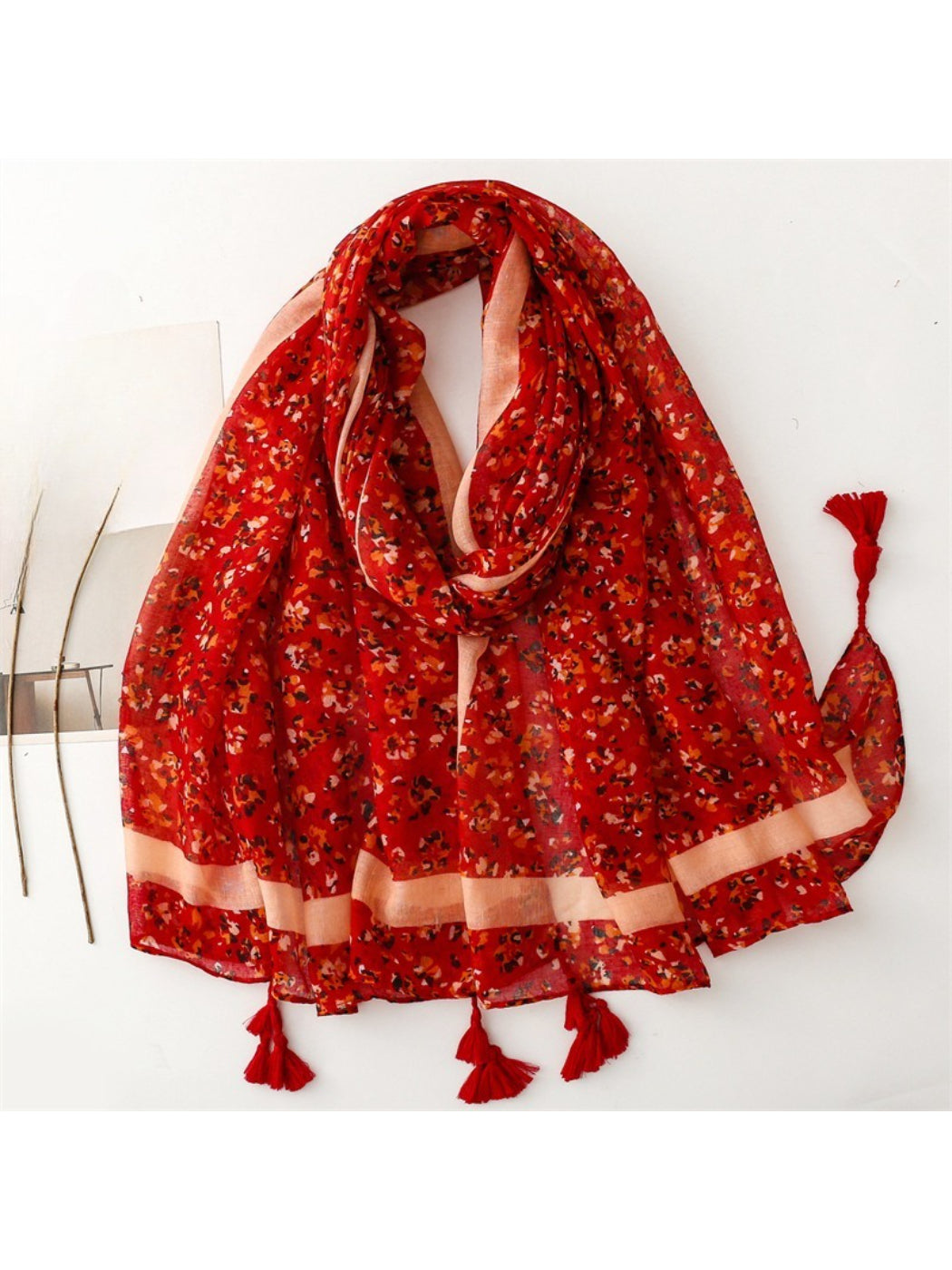 Scarvii - Small Floral Print Lightweight Scarf