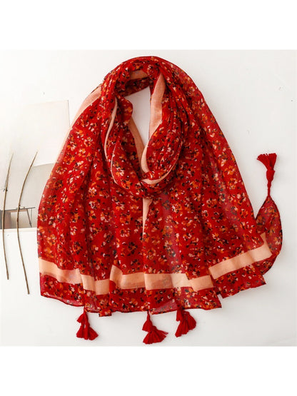 Scarvii - Small Floral Print Lightweight Scarf