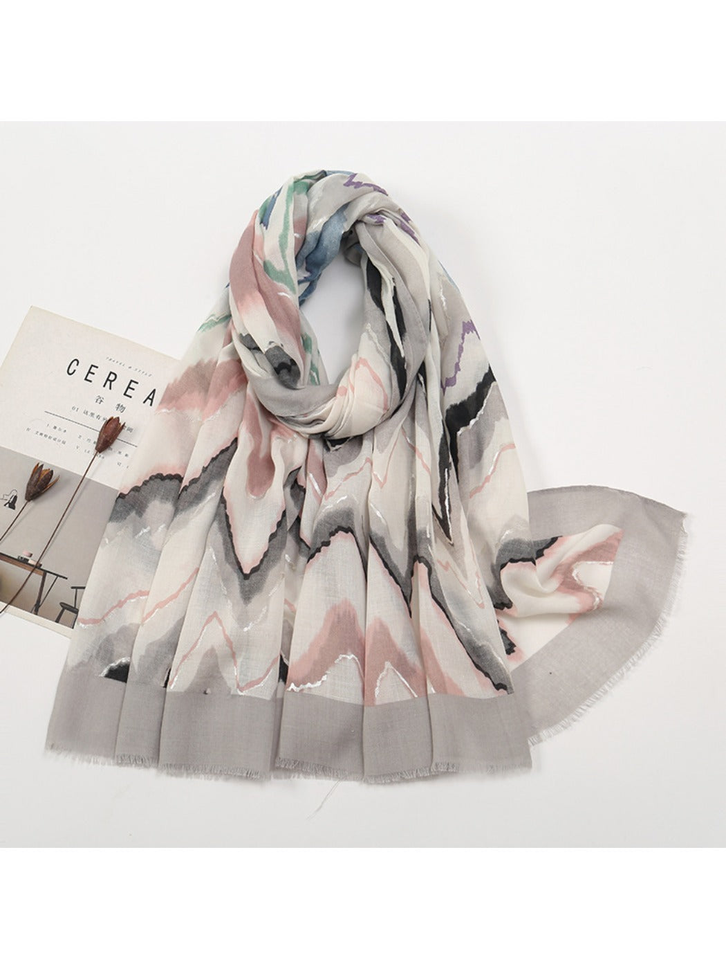 Scarvii - Color-Blocked Shawl Scarf with Tassels - Stylish & Versatile