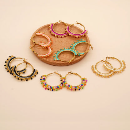 Earwish - Boho Beaded Hoop Tassel Earrings - Elegant & Playful